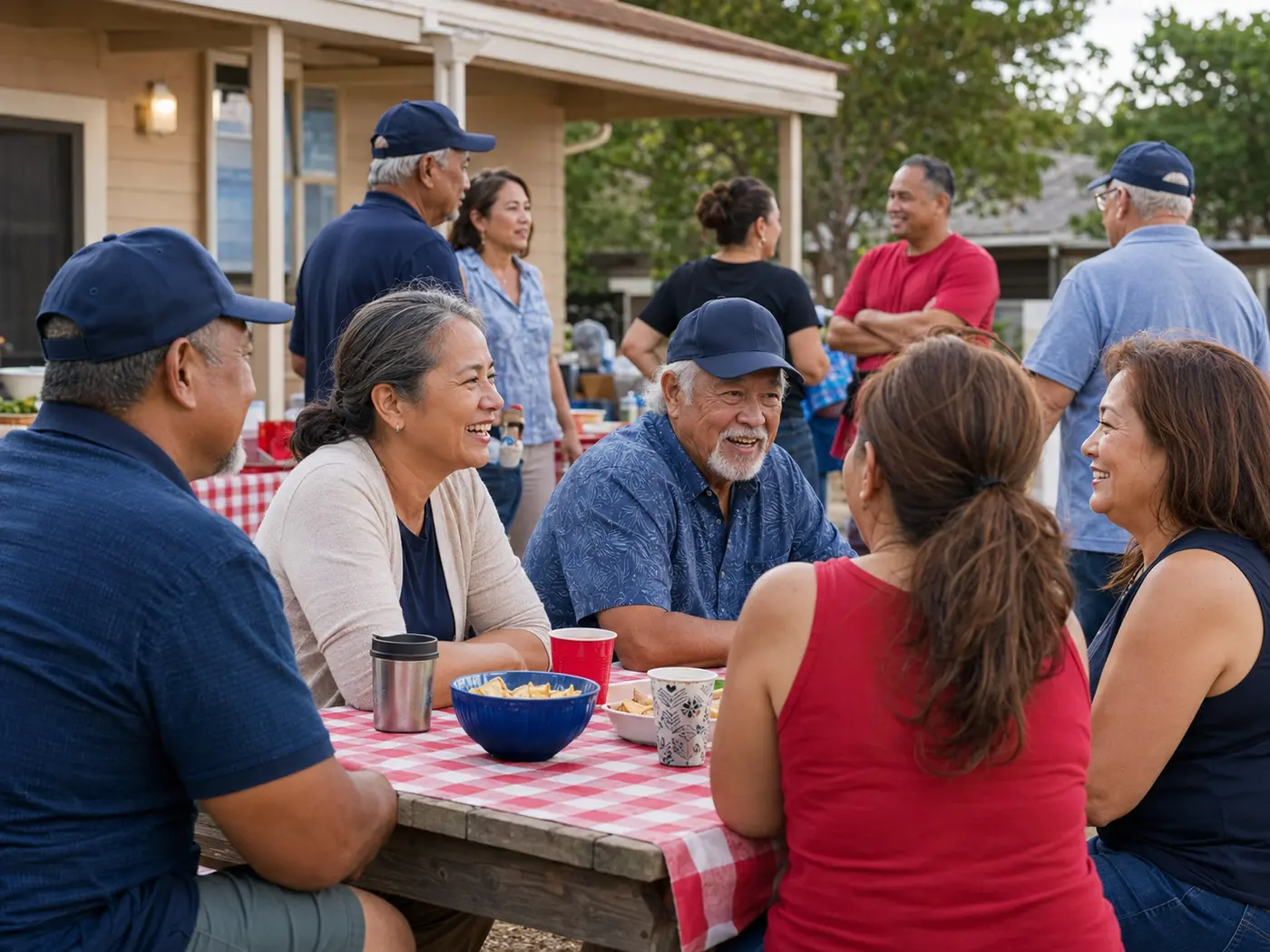 Veterans, families and neighbors at a community event