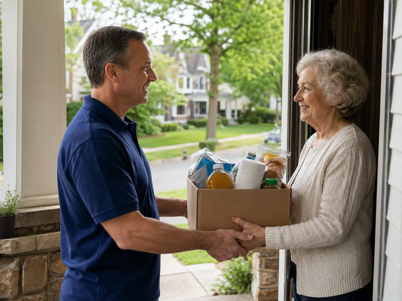 Community volunteer delivering supplies